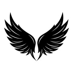 Fototapeta premium Angel Wings Sketch vector clean black silhouette design white background