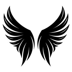 Obraz premium Angel Wings Sketch vector clean black silhouette design white background