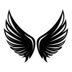 Angel Wings Sketch vector clean black silhouette design white background
