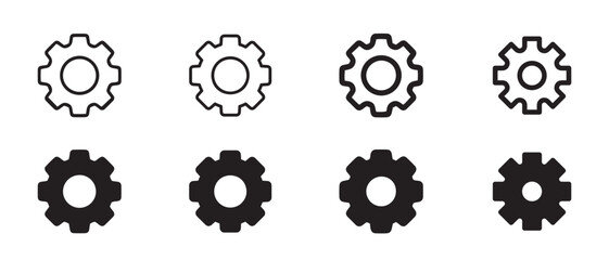 Settings Gear Line Icon Isolated on White Background.