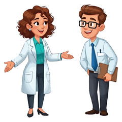 Fototapeta premium Female doctor and male colleague in a professional healthcare consultation.