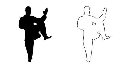 a black and white image of a man in a suit and a woman standing with their arms outstretched arm, black, hand, image, man, people, silhouette, stand, suit, woman 
