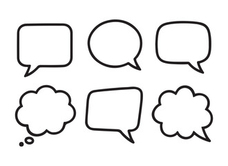 Simple outlined comic speech and thought bubbles in minimalist style, perfect for digital or print communication design.