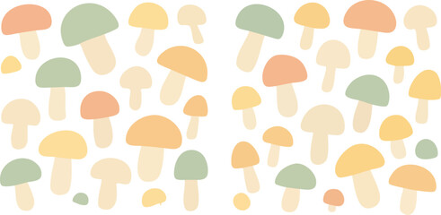 Cute Pastel Mushroom Pattern Illustration.