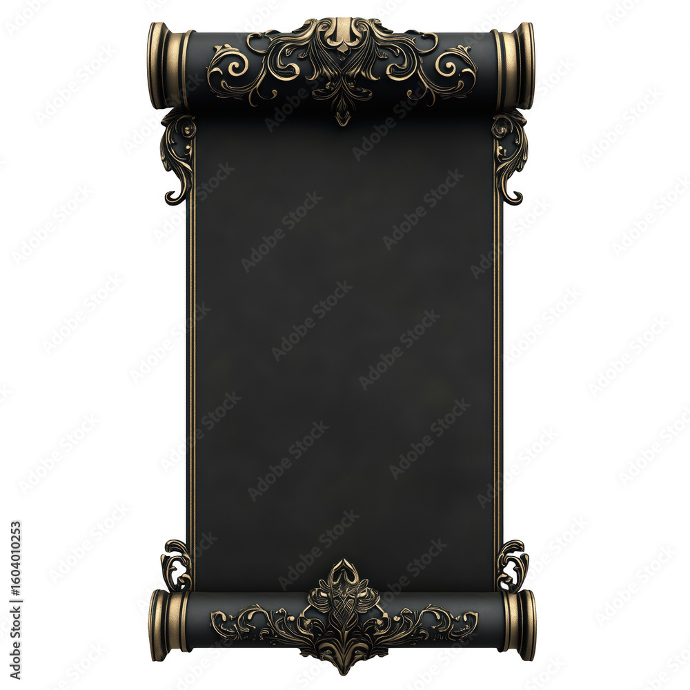 Poster antique scroll with ornate details: an intricately designed scroll, featuring elaborate details and 