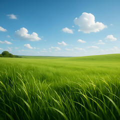 Obraz premium green field and blue sky