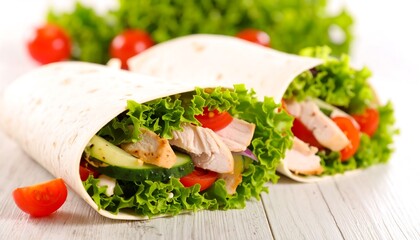 Fresh chicken wraps with vegetables