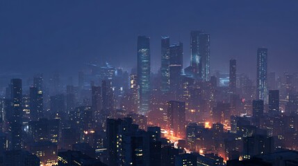 Obraz premium Futuristic cityscape night view