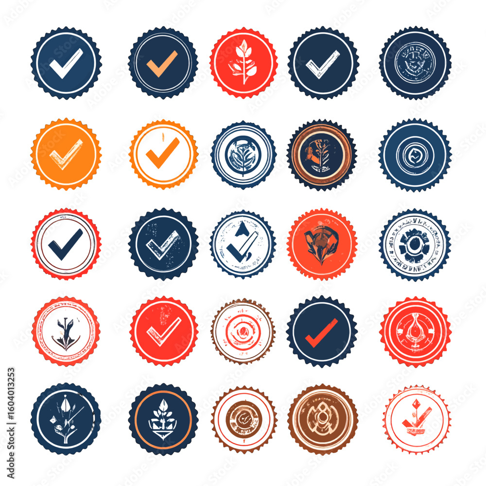 Poster Collection Of Round Graphic Design Elements With Checkmarks