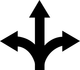 Road Traffic Direction arrow icon.Direction arrows on the highway.Road navigation arrows. Path direction arrows.You-turn, left, right, two way, three way transportation direction arrow symbol.