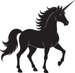 Cute Unicorn Silhouette in Black | Magical Animal Clipart Illustration Vector Format