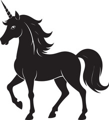 Cute Unicorn Silhouette in Black | Magical Animal Clipart Illustration Vector Format