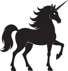 Cute Unicorn Silhouette in Black | Magical Animal Clipart Illustration Vector Format