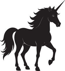 Cute Unicorn Silhouette in Black | Magical Animal Clipart Illustration Vector Format