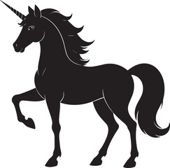 Cute Unicorn Silhouette in Black | Magical Animal Clipart Illustration Vector Format