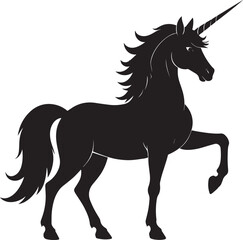Cute Unicorn Silhouette in Black | Magical Animal Clipart Illustration Vector Format