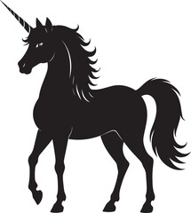 Cute Unicorn Silhouette in Black | Magical Animal Clipart Illustration Vector Format