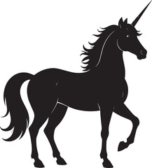 Cute Unicorn Silhouette in Black | Magical Animal Clipart Illustration Vector Format