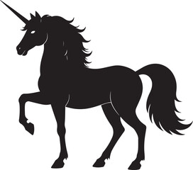 Cute Unicorn Silhouette in Black | Magical Animal Clipart Illustration Vector Format