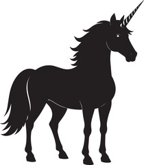 Cute Unicorn Silhouette in Black | Magical Animal Clipart Illustration Vector Format