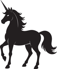 Cute Unicorn Silhouette in Black | Magical Animal Clipart Illustration Vector Format