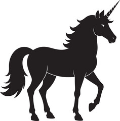 Cute Unicorn Silhouette in Black | Magical Animal Clipart Illustration Vector Format