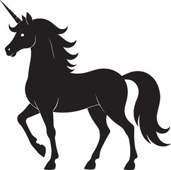 Cute Unicorn Silhouette in Black | Magical Animal Clipart Illustration Vector Format