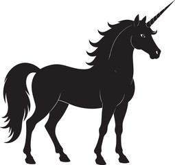 Cute Unicorn Silhouette in Black | Magical Animal Clipart Illustration Vector Format