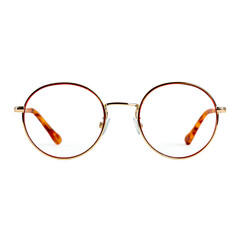 Fototapeta premium Round metal frame eyeglasses with tortoiseshell arms isolated on transparent background