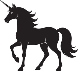Cute Unicorn Silhouette in Black | Magical Animal Clipart Illustration Vector Format