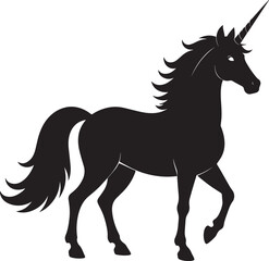 Cute Unicorn Silhouette in Black | Magical Animal Clipart Illustration Vector Format