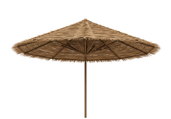 Isolated Straw Beach Umbrella Parasol for Sun Protection