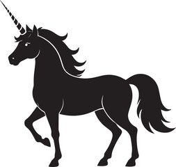 Cute Unicorn Silhouette in Black | Magical Animal Clipart Illustration Vector Format