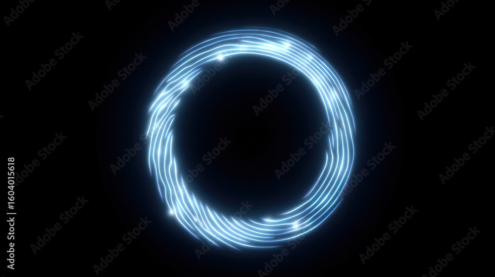 Poster glowing energy circle in motion with light trails and dark background for abstract and modern design
