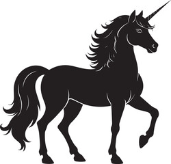 Cute Unicorn Silhouette in Black | Magical Animal Clipart Illustration Vector Format
