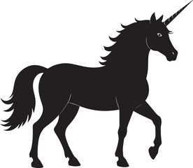 Cute Unicorn Silhouette in Black | Magical Animal Clipart Illustration Vector Format
