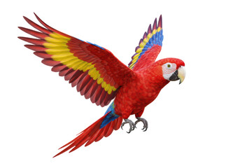 Fototapeta premium Isolated Scarlet Macaw Flying with Spread Wings