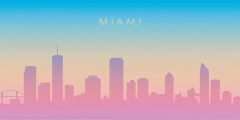 Obraz premium Miami Skyline Vector – Colorful Silhouette of Cityscape Design