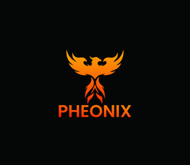  Majestic Phoenix Bird with Tail Flames Logo