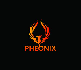  Phoenix Bird with Flame Wings Logo