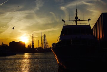 sunset in the harbor