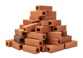 Isolated Untidy Pile of Construction Red Bricks for Building