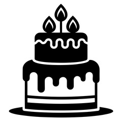 Birthday Cake clean black silhouette design white background