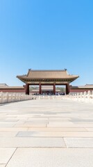 Obraz premium Majestic Gate of Supreme Harmony: Iconic Ancient Imperial Architecture in Beijing's Forbidden City, a Grand Historical Landmark of China's Dynastic Past.