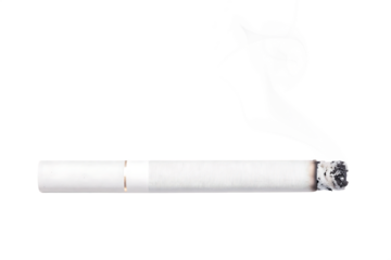 White cigarette burning with smoke isolated on a transparent background tobacco