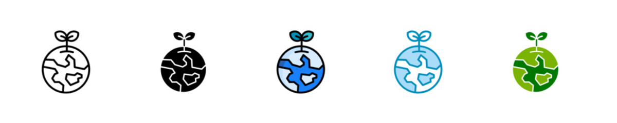 Earth Icon Set Multiple Style Collection 