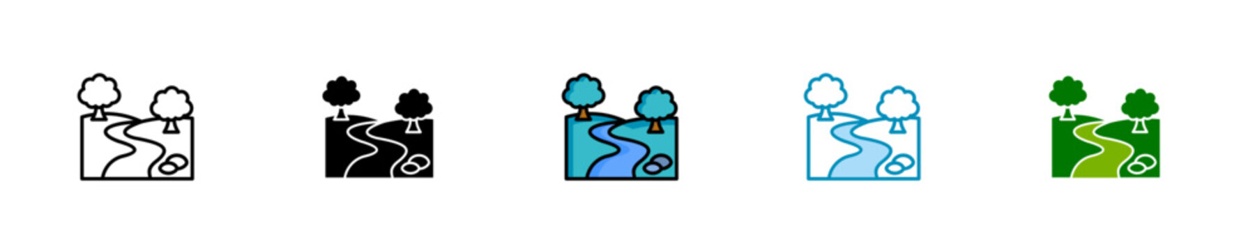 River  Icon Set Multiple Style Collection
