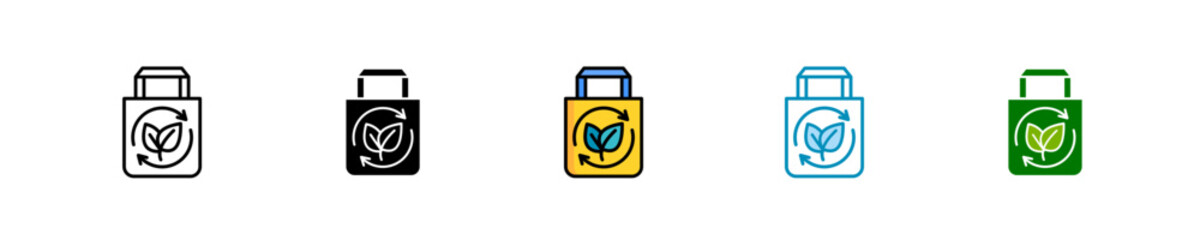 Reusable Bag  Icon Set Multiple Style Collection
