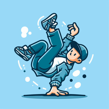 cartoon illustration of break dancer girl