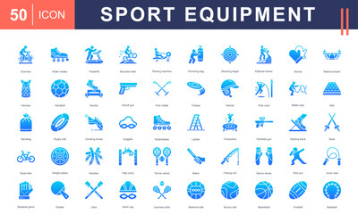 Sport Equipment icon set featuring a wide range of training, game, and fitness gear—perfect for sports centers, athletic branding, workout apps, and physical education materials.